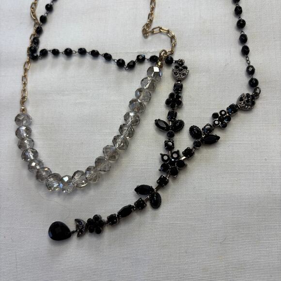 Two Vintage Necklaces Rhinestone Embellished Glam Formal Party Shower Gift